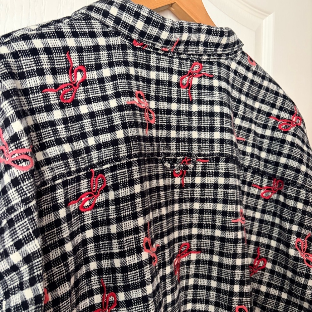 NWOT BDG Urban Outfitters Dani Embroidered Flannel Shirt Tunic Top Oversized, L - Picture 8 of 15